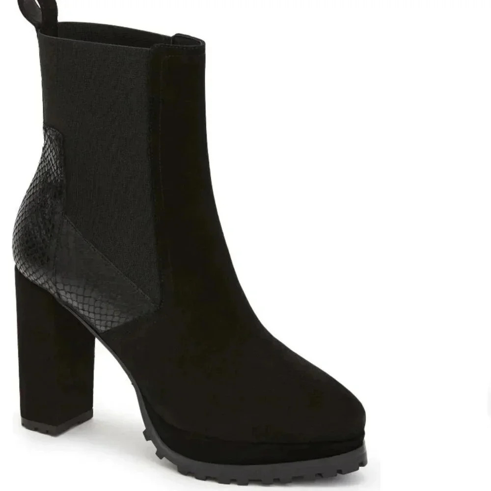 All Saints Sahara Snakeskin Embossed Suede Bootie Size 11